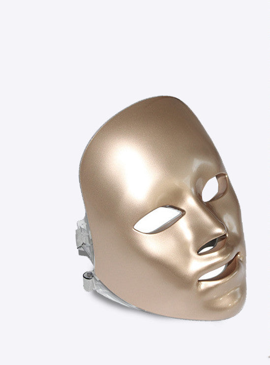 Owozon Gold LED Facial Therapy Mask complete package - includes mask, wired remote, and user guide